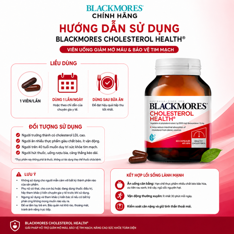 Viên uống giảm mỡ máu blackmores cholesterol health 60 viên