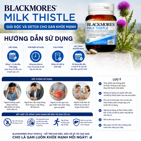 Thải độc gan blackmores milk thislte 42 viên - giải độc và detox cho gan khỏe mạnh