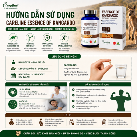 Careline Essence Of Kangaroo 200 viên - Hỗ trợ tăng cường sức khỏe nam giới 60 viên