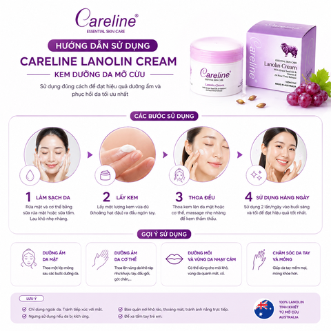 Careline Lanolin Cream - Kem dưỡng da mỡ cừu