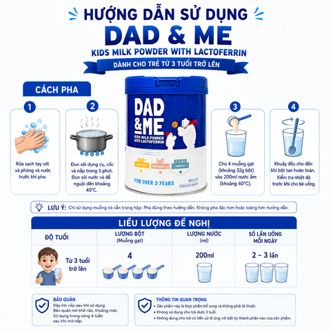 Sữa Dad & Me Kids Milk Powder with Lactoferrin từ 3 tuổi 800g