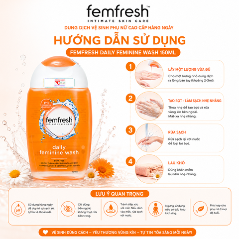 Dung Dịch vệ sinh phụ nữ cao cấp hàng ngày Femfresh Daily Intimate Wash 150ml