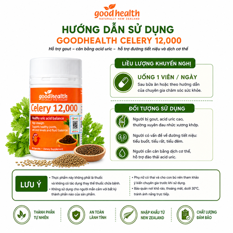 Goodhealth Celery 12,000 – hạt cần tây hỗ trợ Gout cân bằng acid uric trong cơ thể, hỗ trợ đường tiết niệu và dịch cơ thể