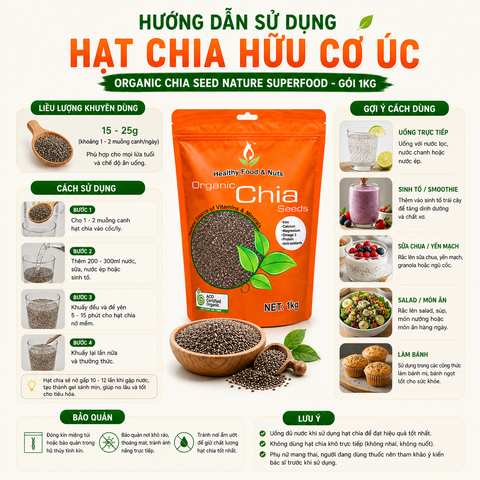 Hạt chia hữu cơ Úc Organic Chia Seed Nature Superfood gói 1kg