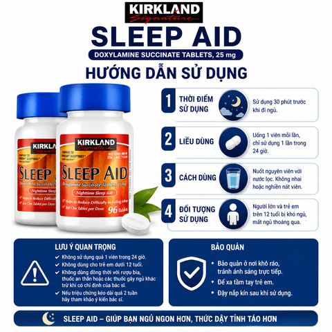 Ngủ ngon kirkland signature sleep aid 2 hộp x 96 viên