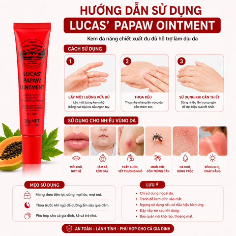 Kem đa năng Lucas Papaw Ointment chiết xuất đu đủ hỗ trợ làm dịu da tuýp 25g
