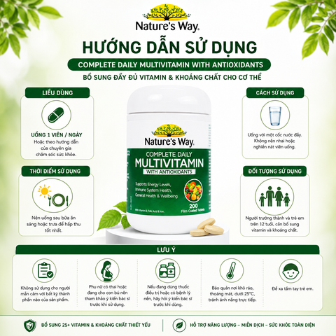 Vitamin tổng hợp Nature’s Way complete daily multivitamin 200 viên  bổ sung Vitamin và khoáng chất