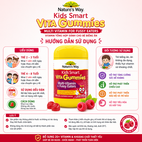 Nature's Way vita gummies multi vitamin For fussy eaters - vitamin tổng hợp dành cho bé biếng ăn