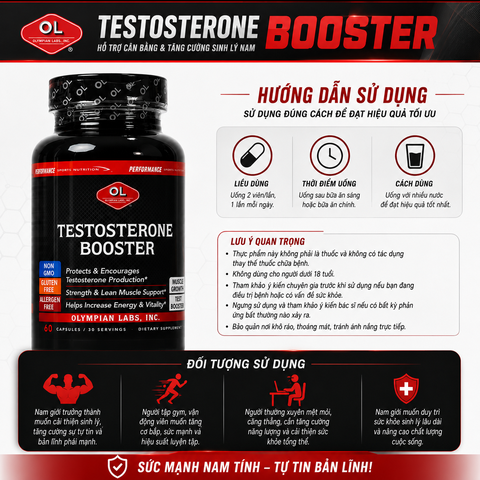 Olympian Labs Testosterone Booster - Hỗ trợ cân bằng và tăng cường sinh lý nam 60 viên