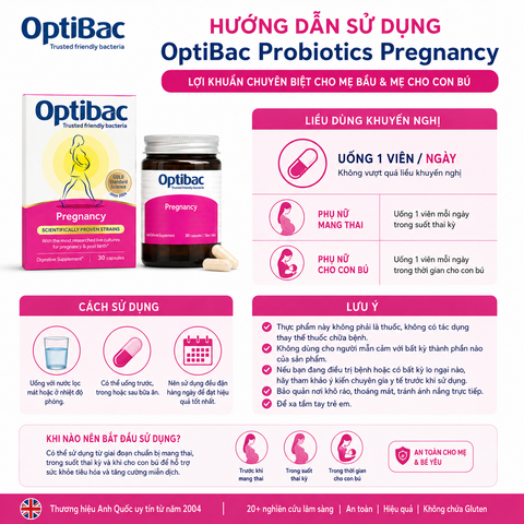 Lợi khuẩn Optibac Probiotics Pregnancy cho phụ nữ mang thai và cho con bú 30 viên