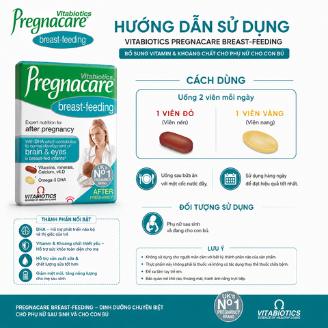 Vitabiotics Pregnacare Breast - feeding 84 tabs bổ sung vitamin và khoáng chất cho phụ nữ cho con bú