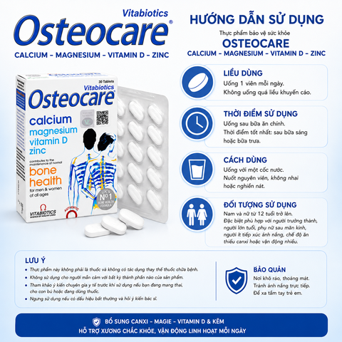 Vitabiotics Osteocare Calcium Magnesium Vitamin D Zinc 30tables