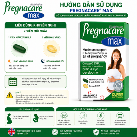 TPBVSK Pregnacare Max  bổ sung vitamin,khoáng chất cho phụ nữ mang thai &cho con bú vitabiotics 84 viên