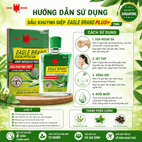 Dầu Khuynh Diệp Chống Muỗi Eagle Brand Plus+ 25ml