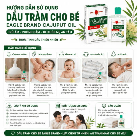 Dầu Tràm Cho Bé Eagle Brand Cajuput Oil Giữ Ấm Phòng Cảm (30ml)