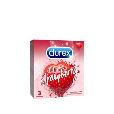 Bao cao su durex sensual strawberry 3 chiếc mùi dâu