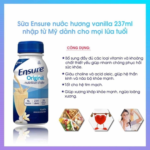 Sữa nước Ensure Original Nutrition Shake của Mỹ chai 237ml - Mã thùng 16 chai