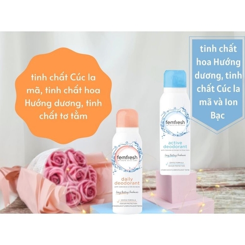 Xịt khử mùi và thơm mát vùng kín cao cấp Femfresh Active Deodorant 125ml