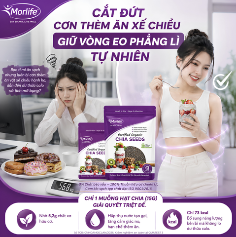 Hạt Chia Hữu Cơ Morlife Certified Organic Chia Seeds 1kg Siêu Thực Phẩm Giàu Protein, Omega-3 & Chất Xơ Hữu Cơ Tự Nhiên
