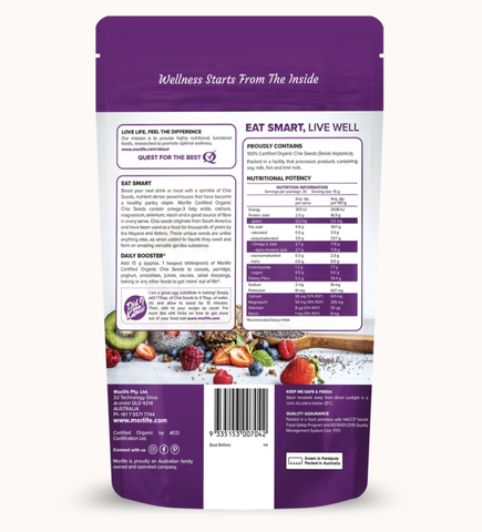 Hạt Chia Hữu Cơ Morlife Certified Organic Chia Seeds 1kg Siêu Thực Phẩm Giàu Protein, Omega-3 & Chất Xơ Hữu Cơ Tự Nhiên