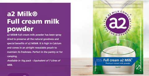 Sữa tươi dạng bột nguyên kem a2 milk power 1 kg