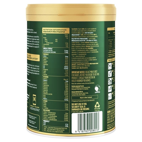 Sữa bột công thức hữu cơ Aptamil Essensis 900gr số 1 protein A2 giúp bé dễ tiêu hóa, hấp thu tốt hơn