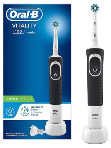 Bàn chải điện cao cấp oralb pro 100 crossaction midnight black brush head & travel care
