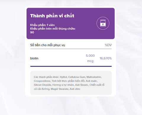 Viên ngậm natrol biotin extra strength fast dissolve beauty 5000mcg hỗ trợ da, móng, tóc hộp 90 viên