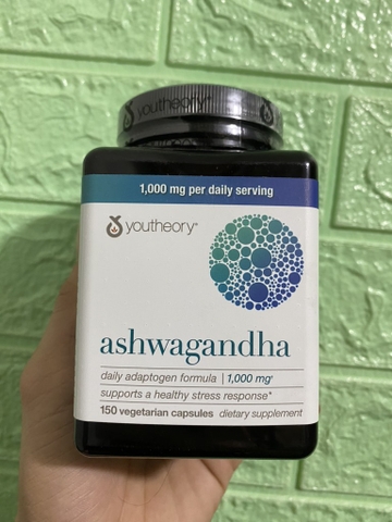 Nhân sâm ấn độ youtheory 1000mg ashwagandha 150 viên giảm căng thẳng mệt mỏi, bổ thận tráng dương, tăng cường sức khỏe