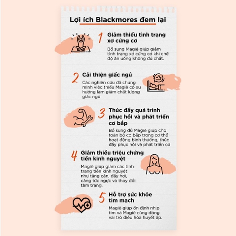 Blackmores bio magnesium giảm chuột rút của cơ bắp và cứng cơ, duy trì sức khỏe tim, xương và hệ thần kinh