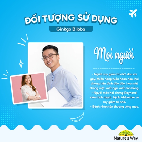 Ginkgo biloba nature's way 2000mg bổ não, tăng cường trí nhớ hộp 120 viên
