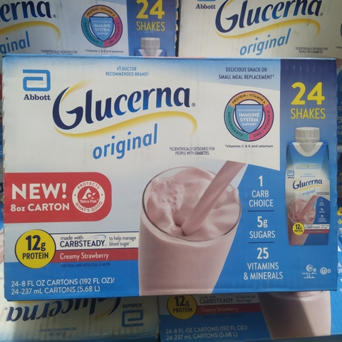 GLUCERNA Original Abbott VỊ DÂU - Mã thùng 24 chai