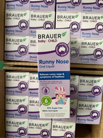 Siro giảm sổ mũi brauer runny nose cho bé từ 6 tháng chai 100ml