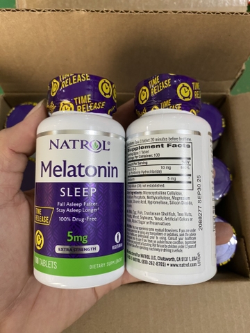 Hỗ trợ giấc ngủ ngon natrol melatonin sleep 5mg hộp 100 viên giúp ngủ sâu, ngon, tinh thần sảng khoái (ngậm)