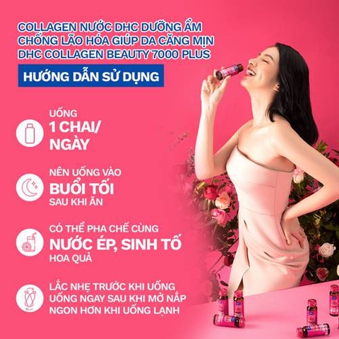 Collagen dạng nước DHC Collagen Beauty 7000 Plus hỗ trợ chống lão hóa giúp da căng mịn 10 chai