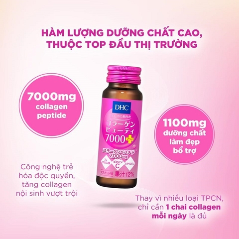 Collagen dạng nước DHC Collagen Beauty 7000 Plus hỗ trợ chống lão hóa giúp da căng mịn 10 chai