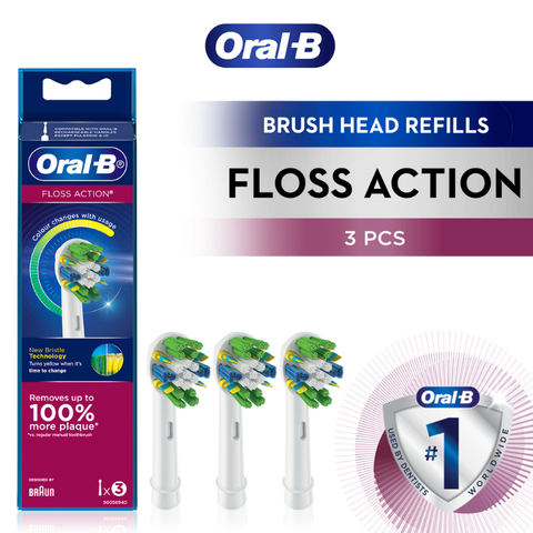 Bộ 3 đầu bàn chải điện Oral B Power Toothbrush Floss Action Refills làm sạch từng kẽ răng giúp răng trắng sáng tự nhiên