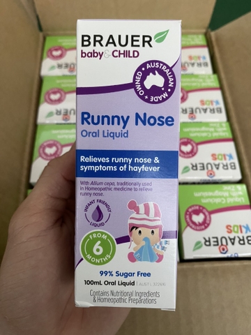 Siro giảm sổ mũi brauer runny nose cho bé từ 6 tháng chai 100ml