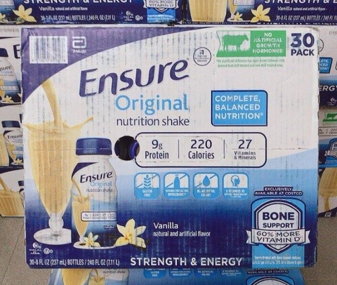 Sữa nước Ensure Original Nutrition Shake của Mỹ chai 237ml - Mã thùng 30 chai