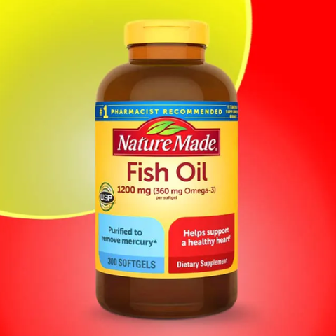 Dầu cá nature made fish oil omega 3 1200mg 300 viên hỗ trợ sáng mắt, tim mạch và huyết áp
