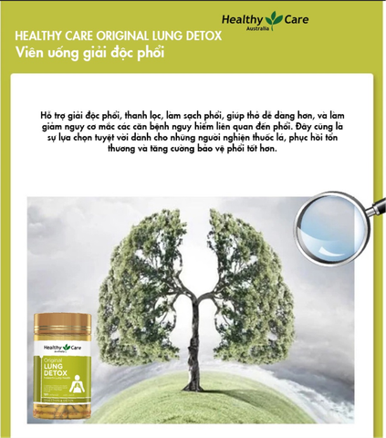 Giải Độc Phổi Healthy Care Lung Detox 180 Viên Nhập Khẩu Chính Hãng Úc