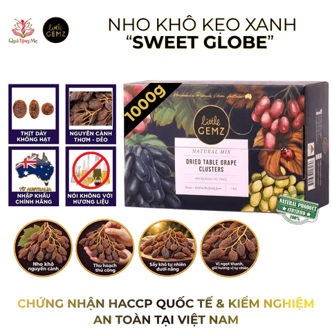 Nho khô nguyên cành Úc Little Gemz Sweet Globe Dried Table Grape Cluster 1kg
