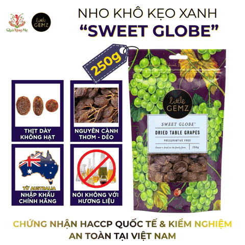 Nho khô trên cành Úc Little Gemz Sweet Globe Dried Table Grape Cluster 250g