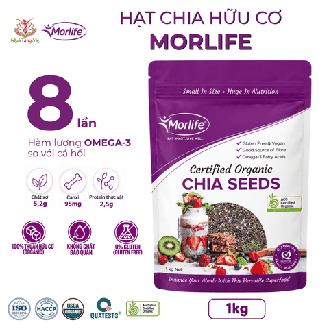 Hạt Chia Hữu Cơ Morlife Certified Organic Chia Seeds 1kg