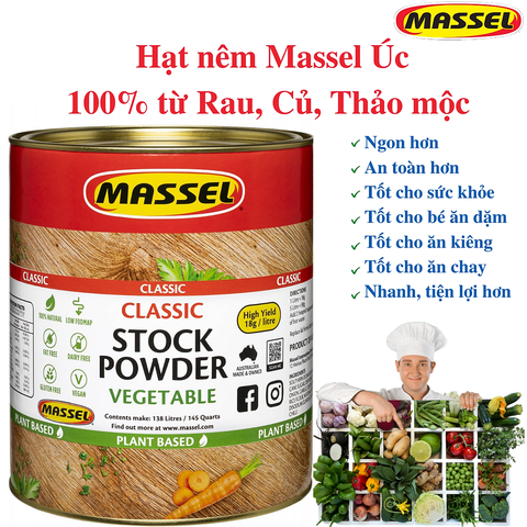 Bột nêm vị rau củ Massel Classic Stock Power Vegetable không bột ngọt thơm ngon tiện lợi 2.5kg
