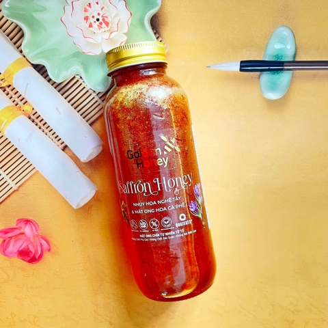 Mật ong nhụy hoa nghệ tây golden honey negin saffron chai 300ml
