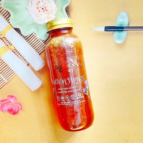 Mật ong nhụy hoa nghệ tây golden honey negin saffron chai 300ml