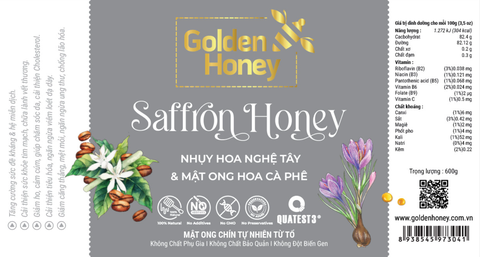 Mật ong nhụy hoa nghệ tây golden honey negin saffron chai 300ml