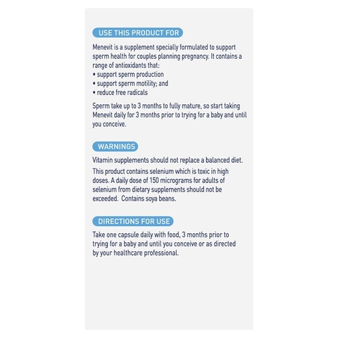 Menevit Pre-conception Sperm health 90Capsules