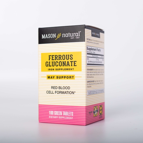 Viên Uống Sắt Cho Bà Bầu MASON NATURAL Ferrouse Gluconate Giúp Bổ Máu, Tăng Tế Bào Hồng Cầu, Không Tanh 100 Viên